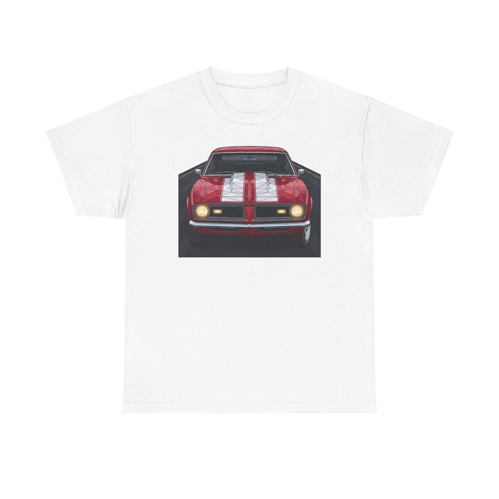 70s Red Muscle Car Tee | Front and Back Vintage Car Illustration