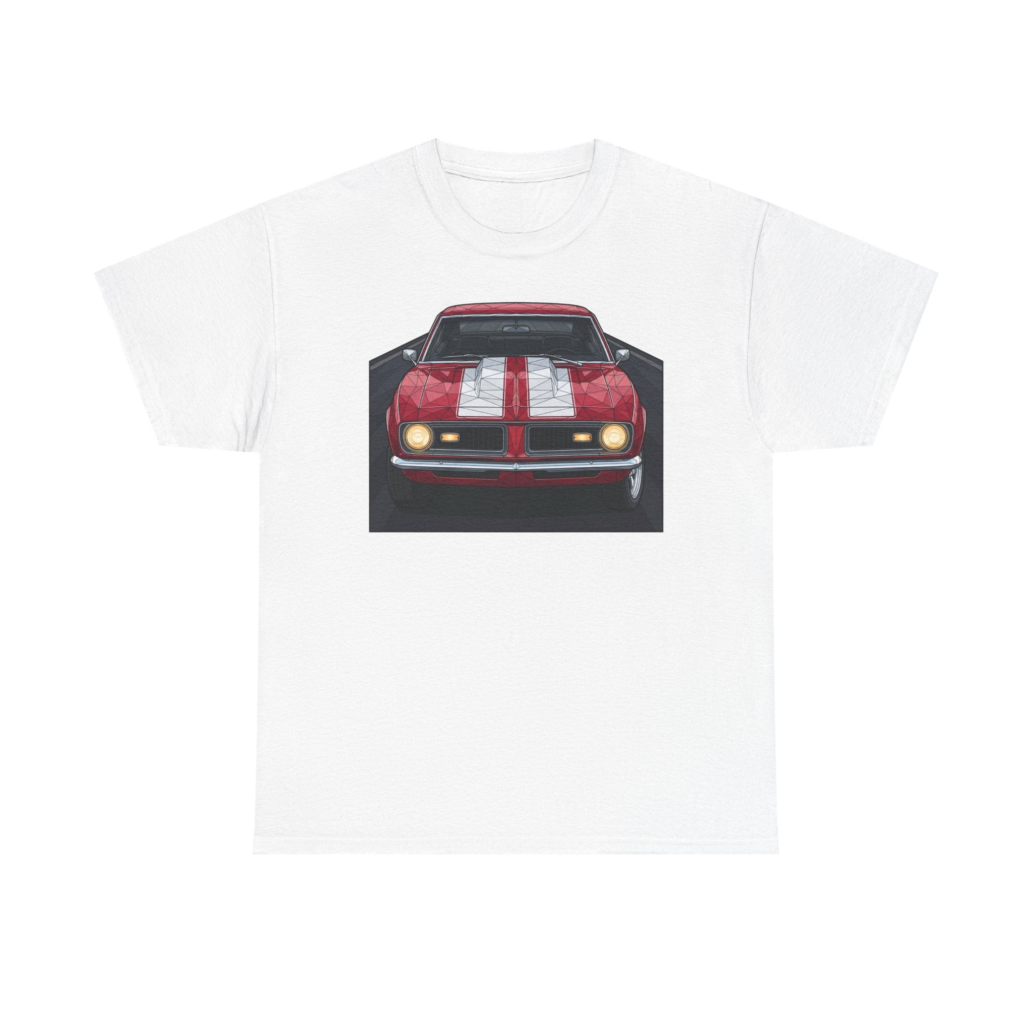 70s Red Muscle Car Tee | Front and Back Vintage Car Illustration