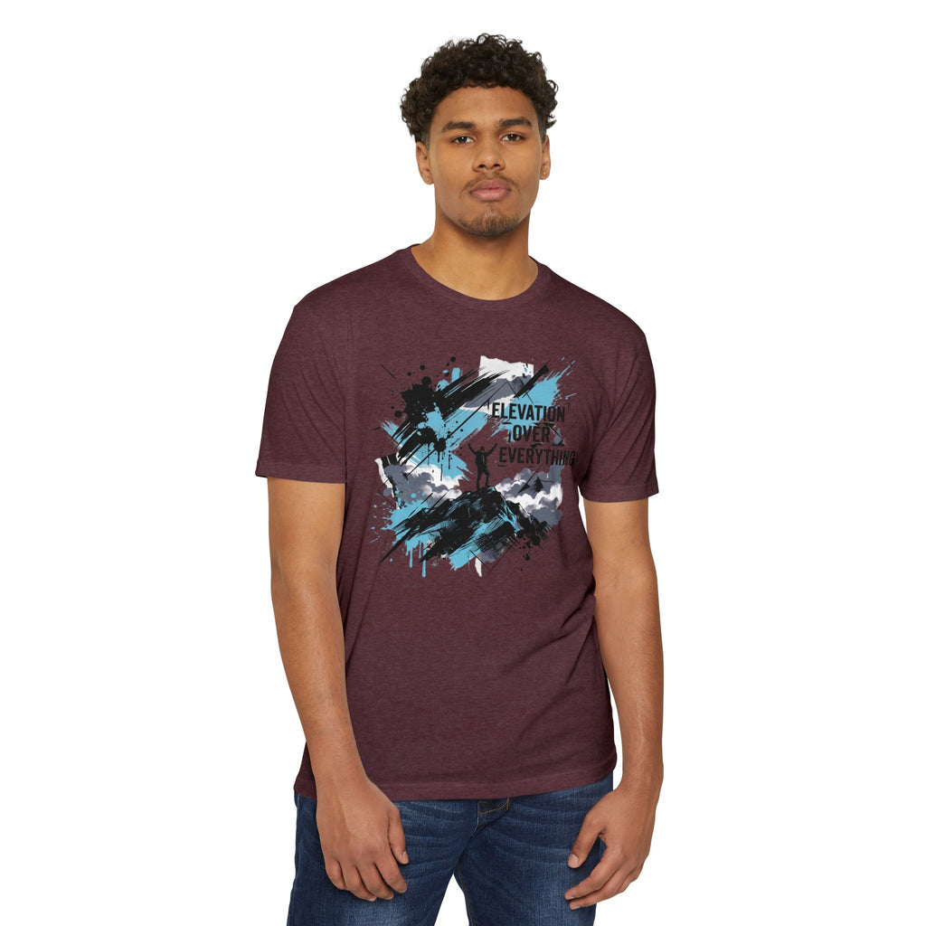 Mountain T-Shirt Elevation Over Everything Silhouette Graphic Tee Hiking Gift Outdoor Adventure Unisex