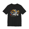 Charging Ram Illustration T-Shirt | Angry Horned Animal Graphic Tee, Wild Bighorn Art Unisex Gift