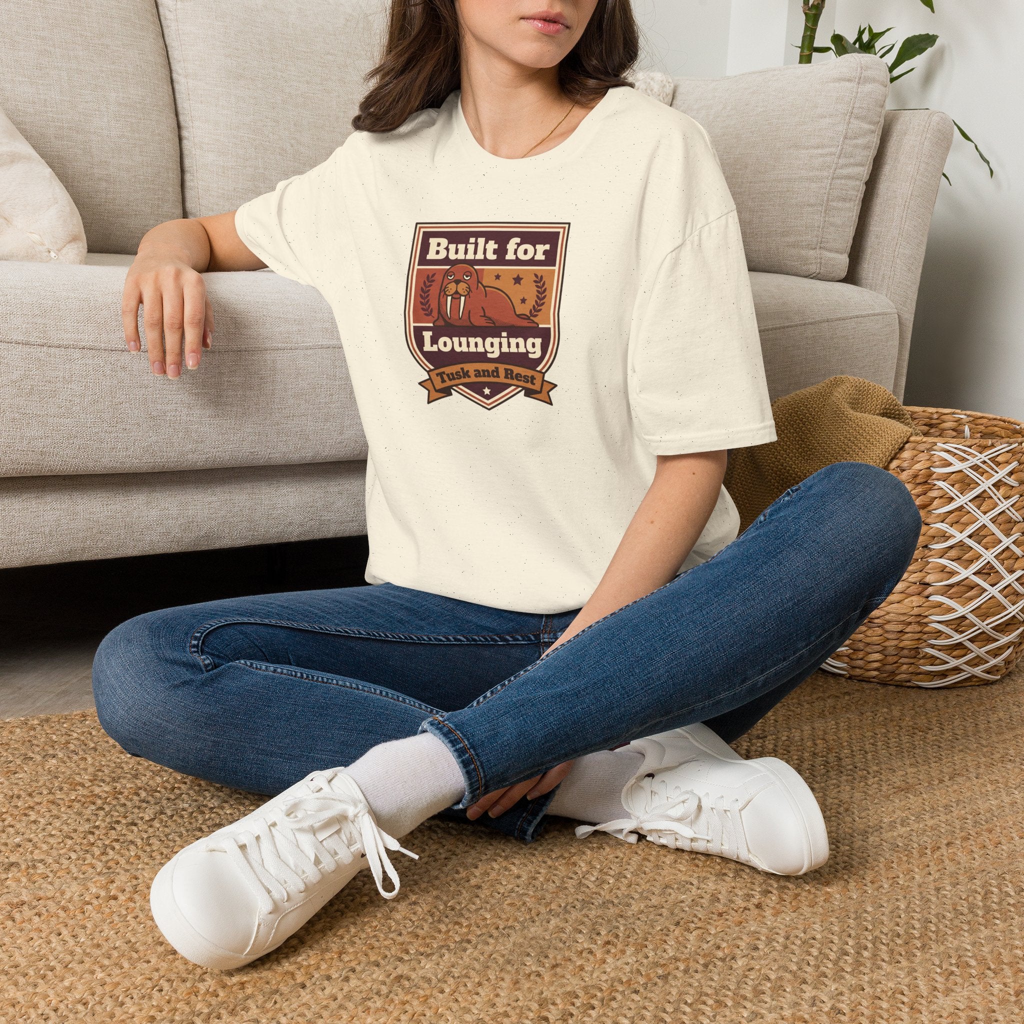 Funny Walrus T-Shirt | Built for Lounging Cute Animal Graphic Tee | Lazy Day Humor Shirt Gift