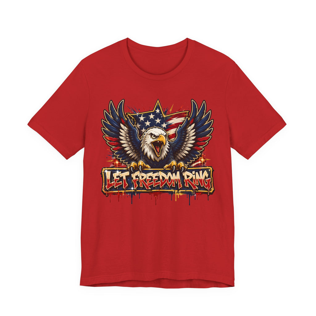 Let Freedom Ring Bald Eagle T-Shirt | 4th of July Patriotic American Flag Graphic Tee