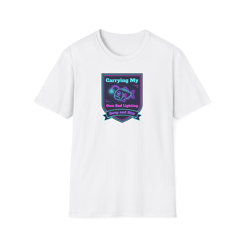 Funny Anglerfish T-Shirt | Carrying My Own Bad Lighting Deep Sea Neon Graphic Tee | Ocean Gift