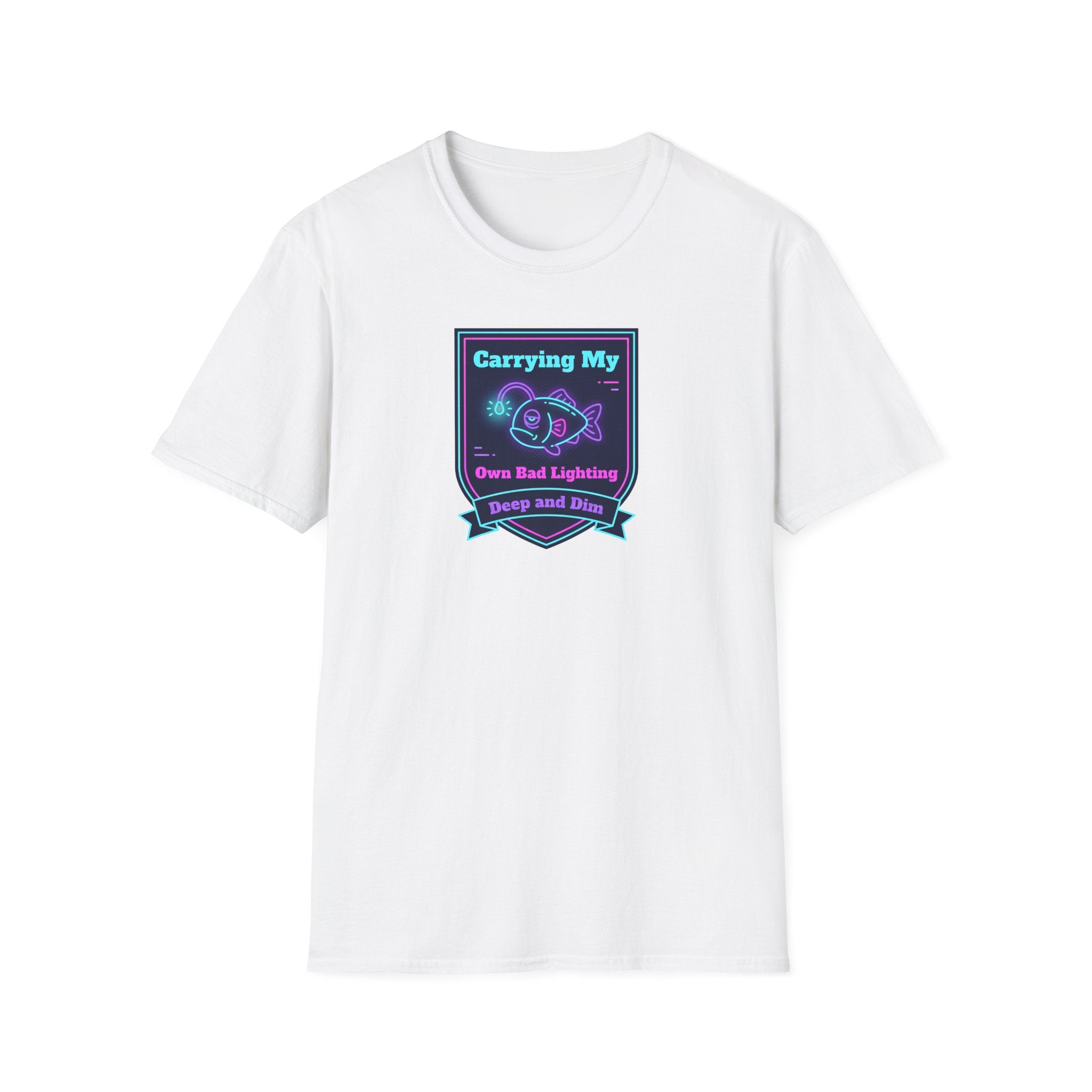 Funny Anglerfish T-Shirt | Carrying My Own Bad Lighting Deep Sea Neon Graphic Tee | Ocean Gift
