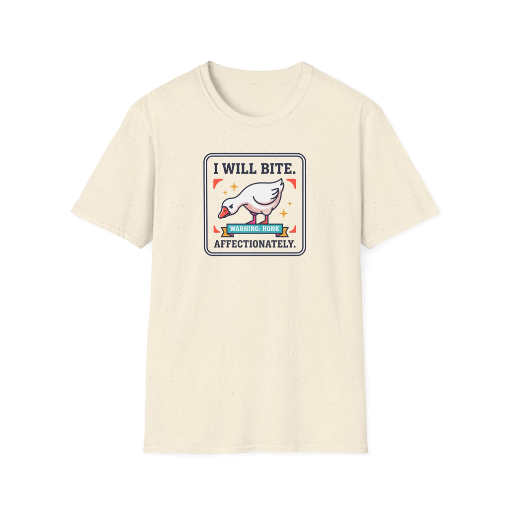 Funny Goose T-Shirt | I Will Bite Honking Goose Warning Graphic Tee | Funny Goose Lover Gift