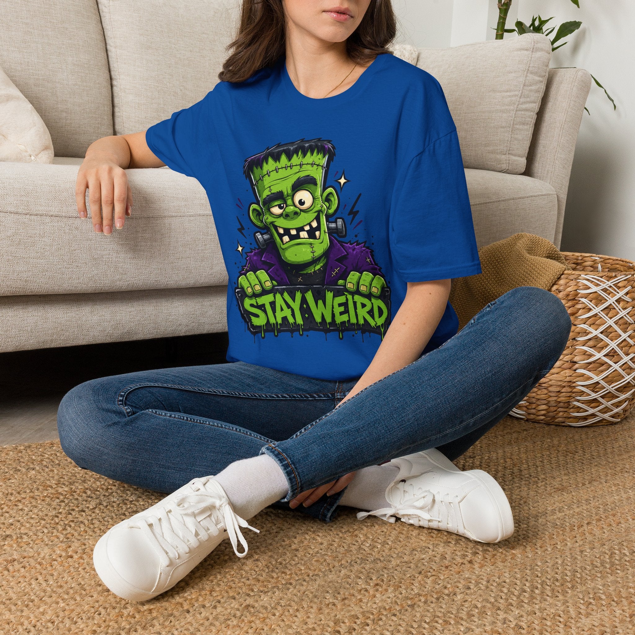 Stay Weird Frankenstein T-Shirt | Halloween Monster Graphic Tee | Spooky Cartoon Tee | Funny Monster Shirt | Halloween Gift