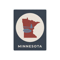Square Minnesota metal wall art sign with circular state graphic and “MINNESOTA” text