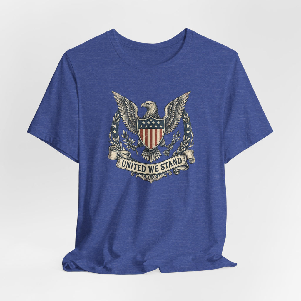 American Eagle Shield United We Stand T-Shirt | Patriotic USA Flag Crest Graphic Tee