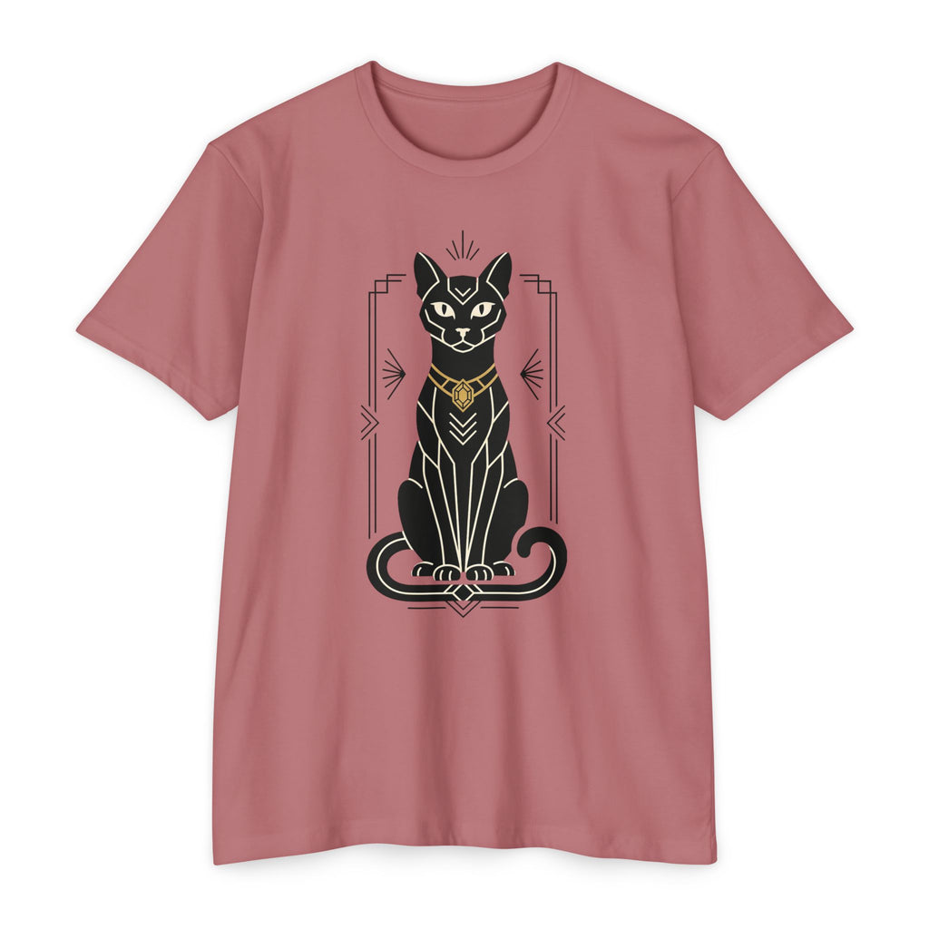 Black Cat T-Shirt Art Deco Egyptian Cat Illustration Graphic Tee Cat Lover Gift Mystic Unisex