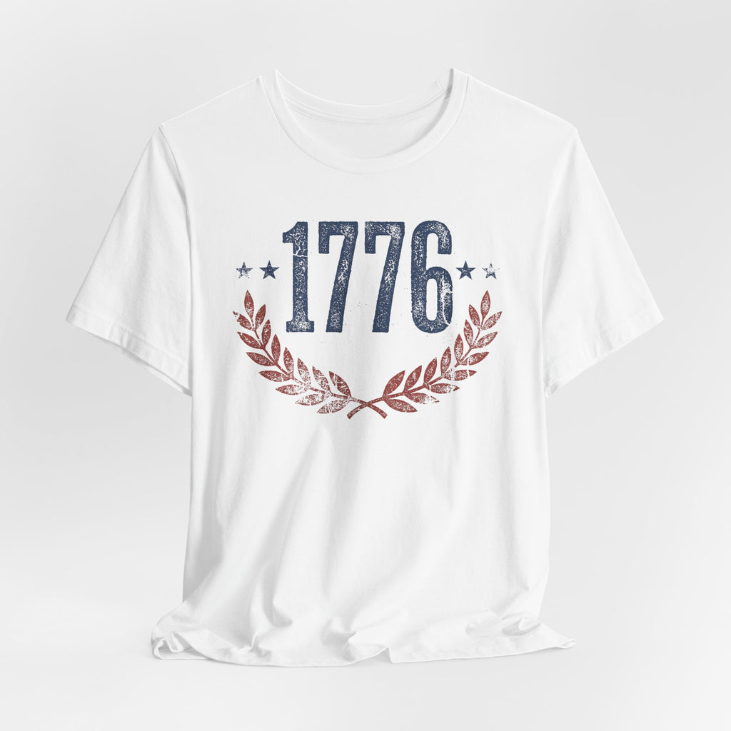 1776 Laurel Wreath T-Shirt | Patriotic American Revolution History Independence Day Graphic Tee