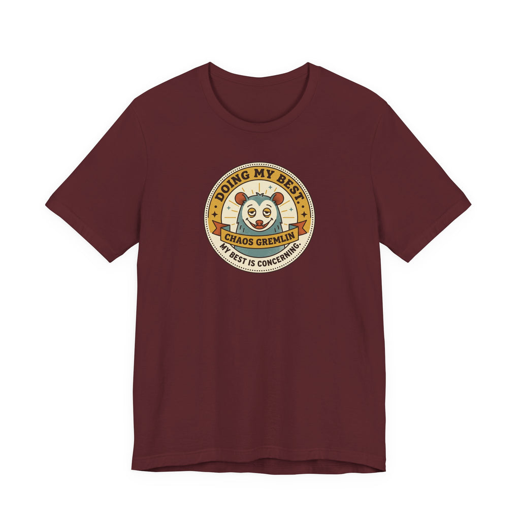 Doing My Best Chaos Gremlin Tee | Cute Cartoon Gremlin Badge Shirt
