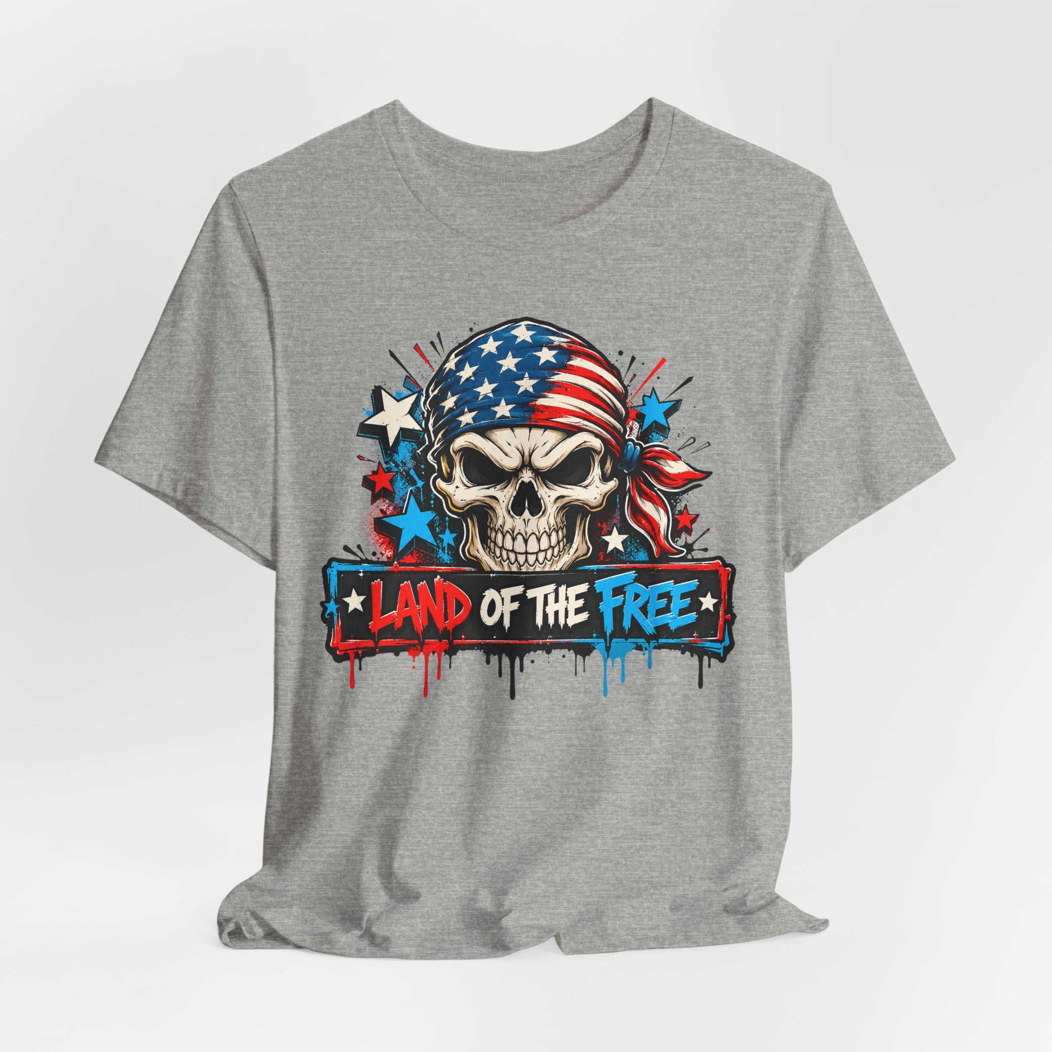 Land of the Free Skull T-Shirt | 4th of July American Flag Patriotic Graphic Tee