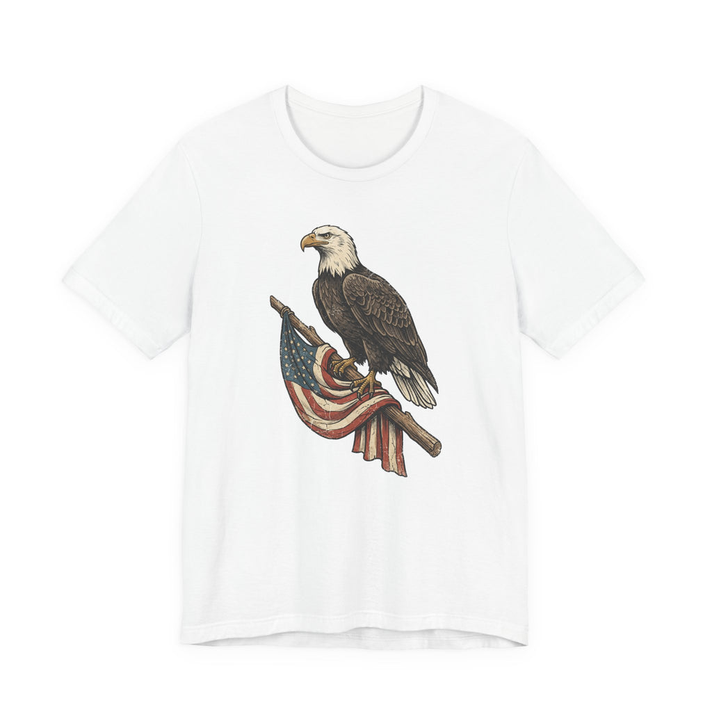 Bald Eagle American Flag T-Shirt | Patriotic USA Stars Stripes Vintage Eagle Graphic Tee Gift