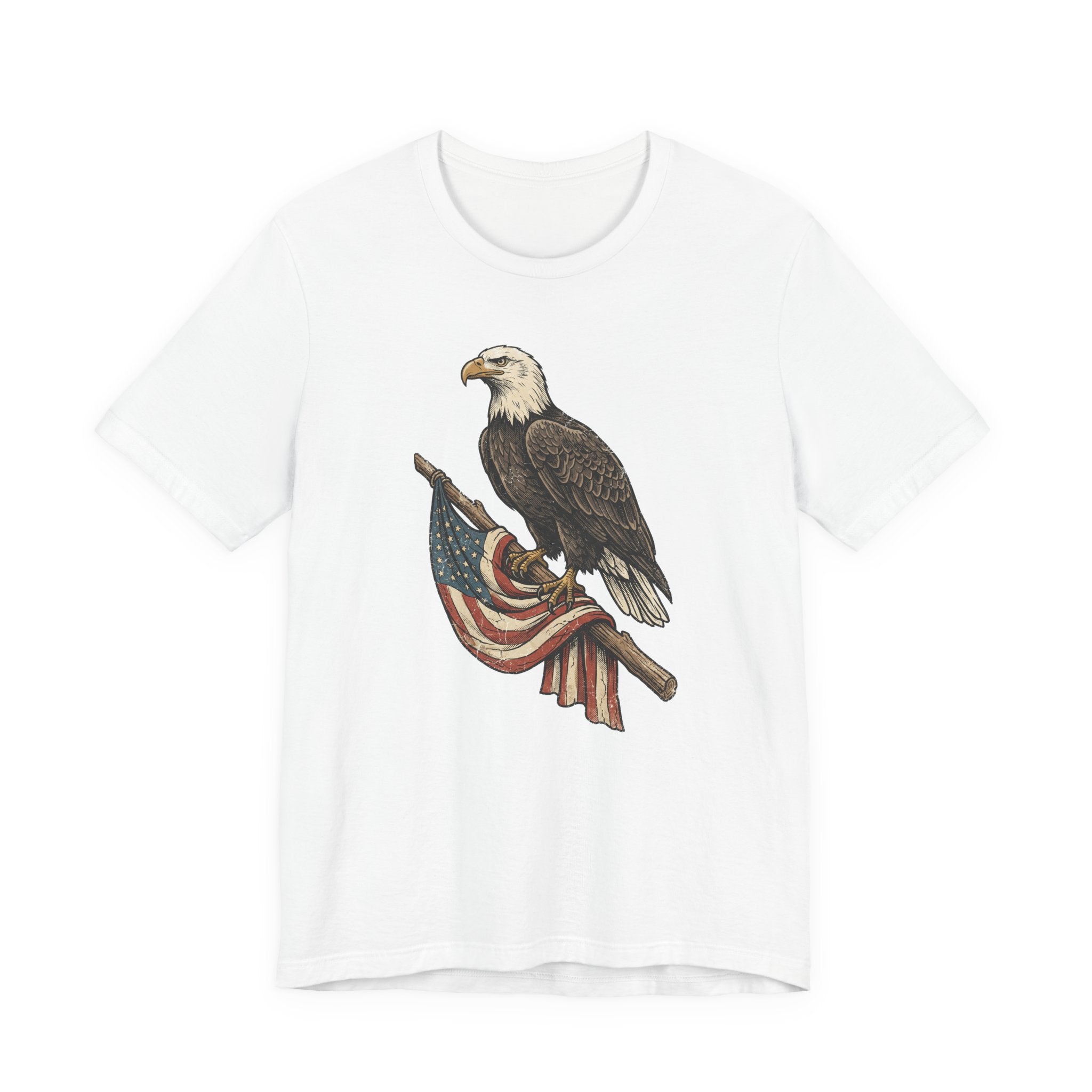 Bald Eagle American Flag T-Shirt | Patriotic USA Stars Stripes Vintage Eagle Graphic Tee Gift
