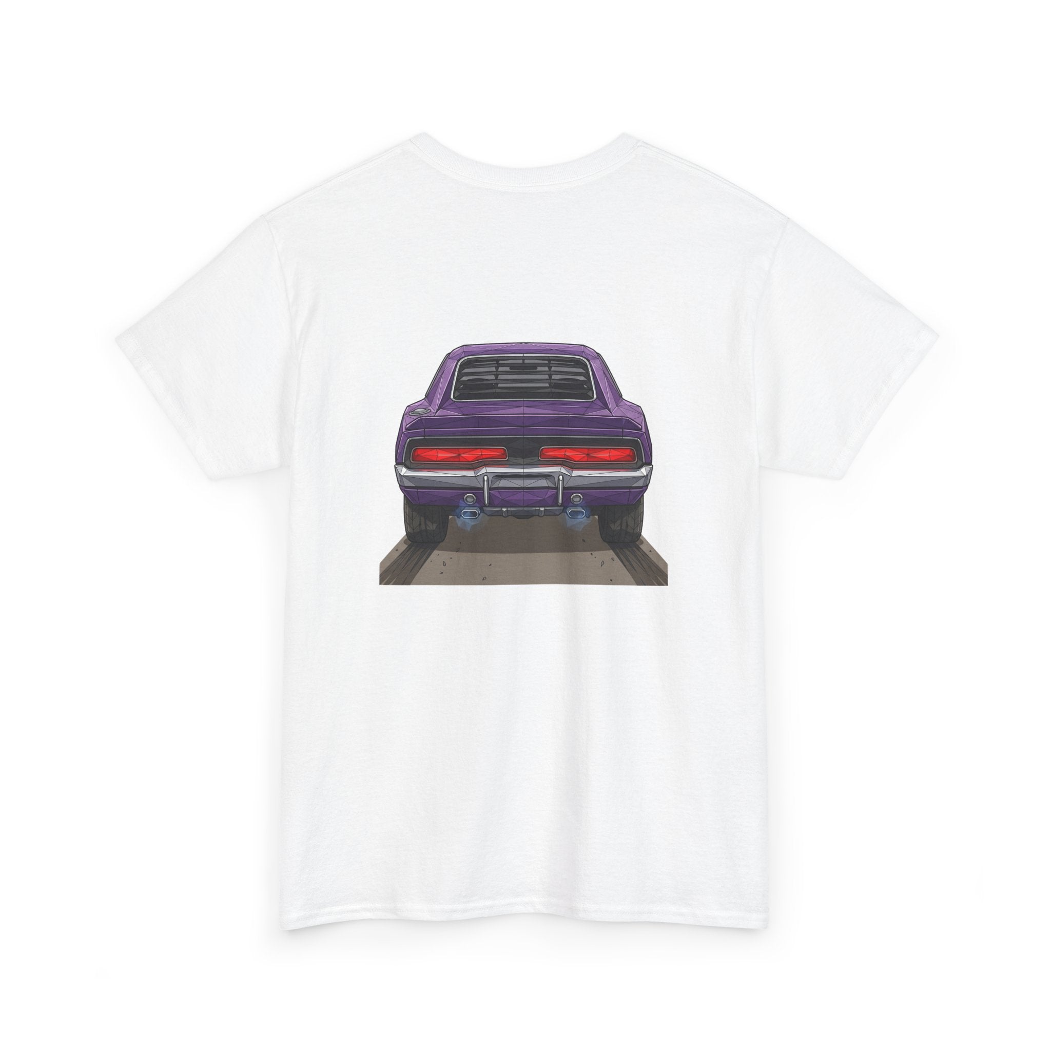 Retro Purple Muscle Car Tee | Front and Back Car Illustration