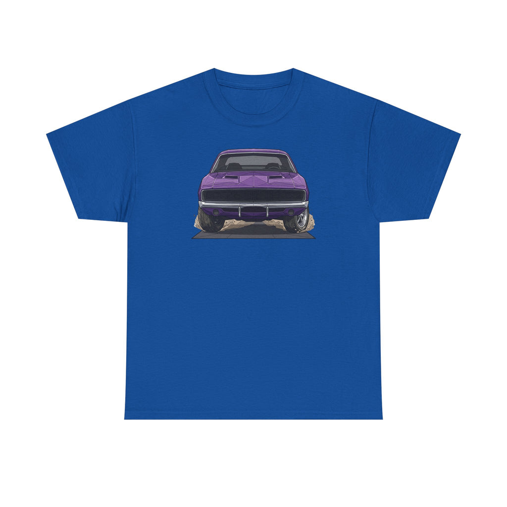 Retro Purple Muscle Car Tee | Front and Back Car Illustration