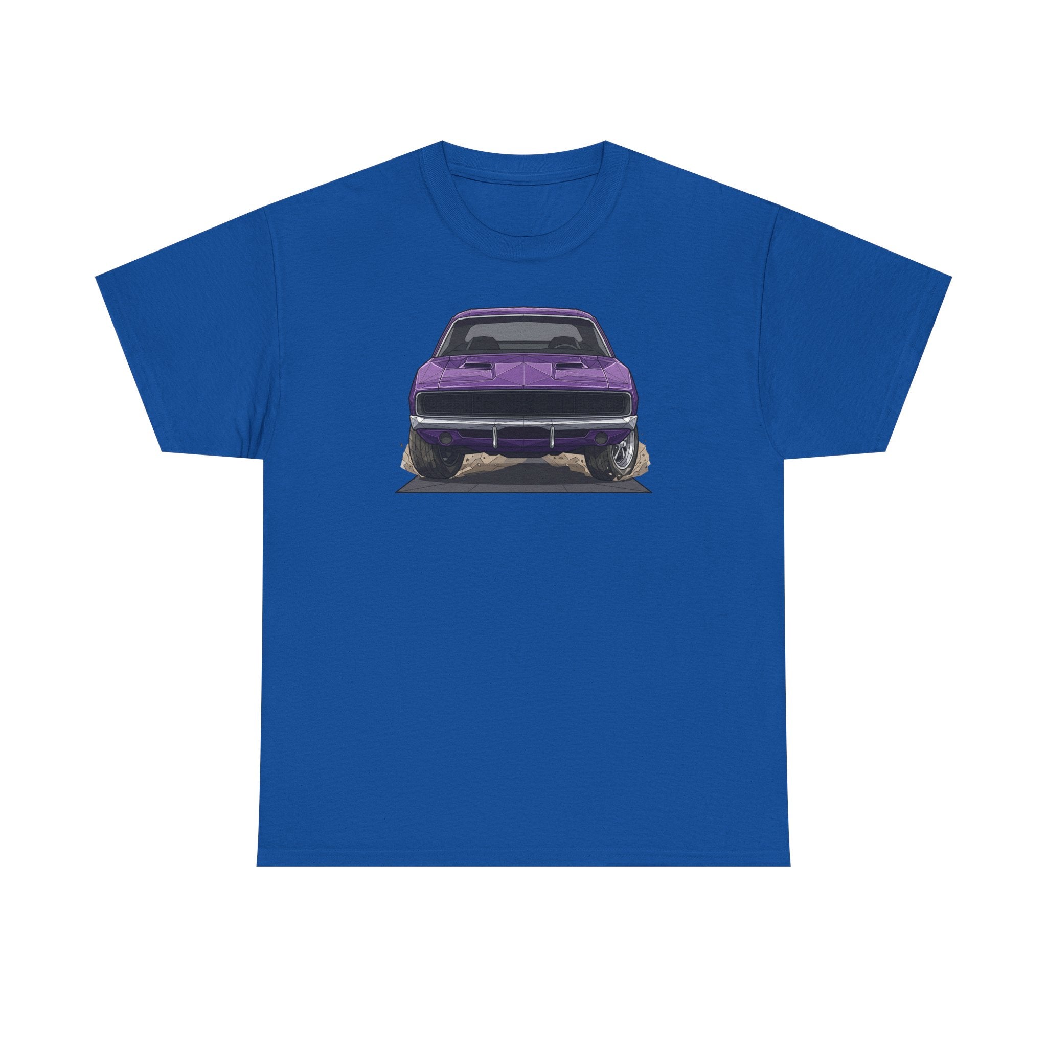 Retro Purple Muscle Car Tee | Front and Back Car Illustration
