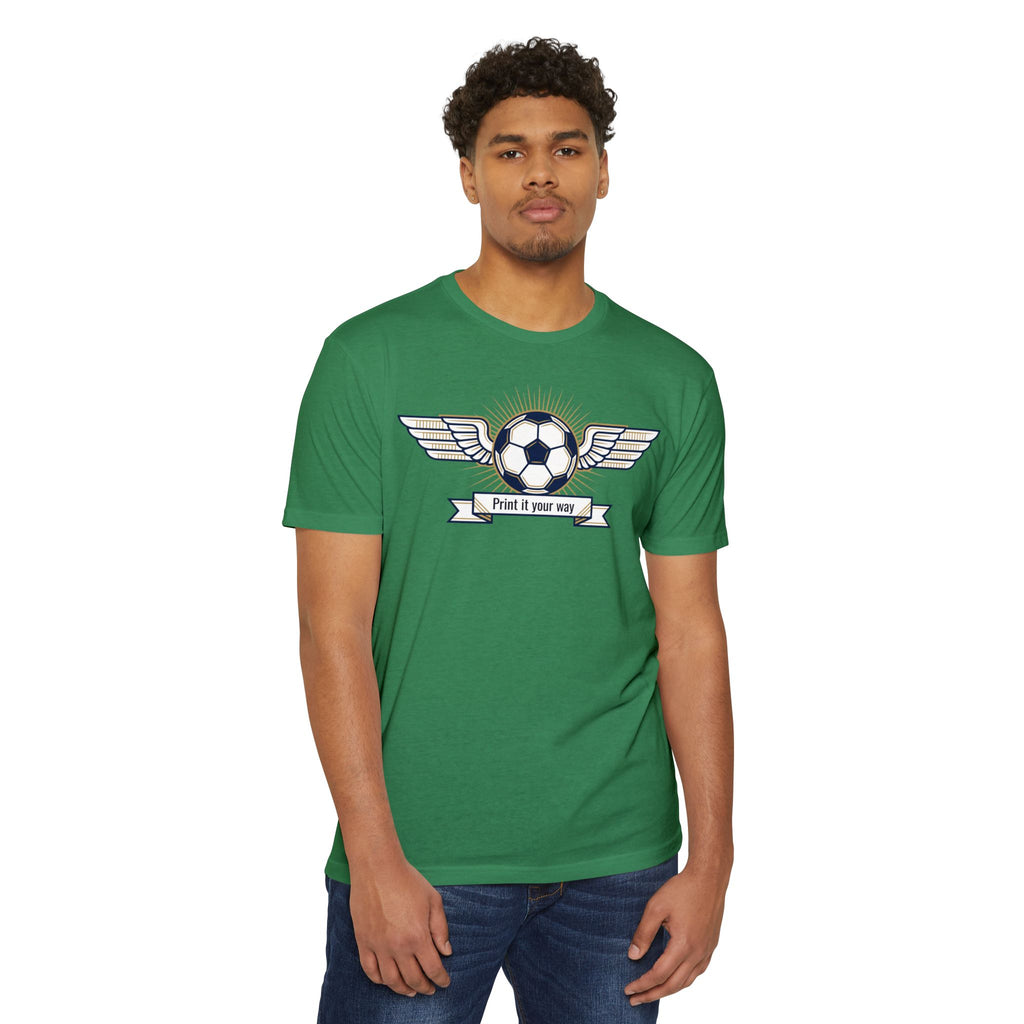 Custom Vintage Soccer T-Shirt Personalized Winged Soccer Emblem Tee Add Your Name or Team Soccer Gift
