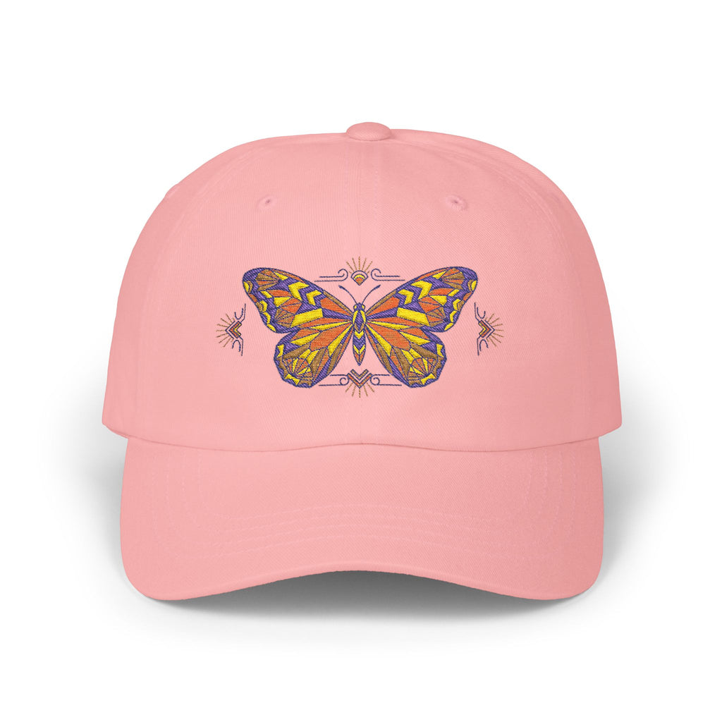 Butterfly Embroidered Dad Cap — Colorful Mosaic Moth Baseball Hat