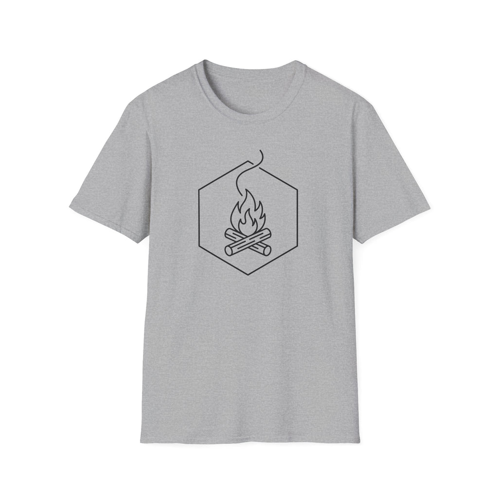 Light gray T-shirt with front hex campfire graphic