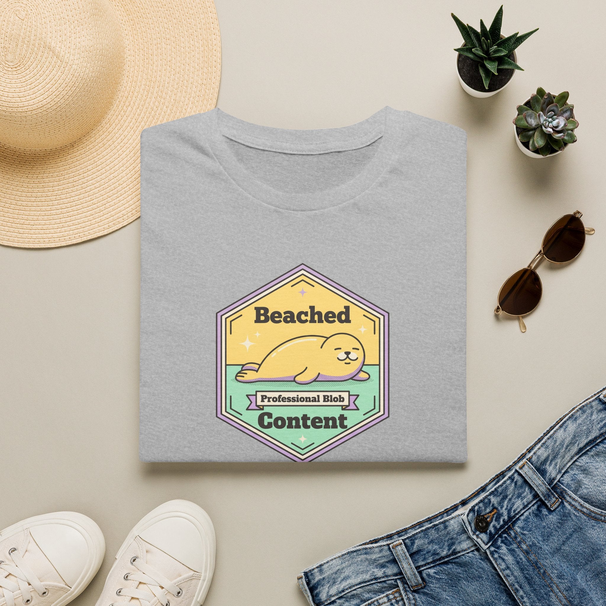 Beached Content seal badge T-Shirt | Cute beach seal design