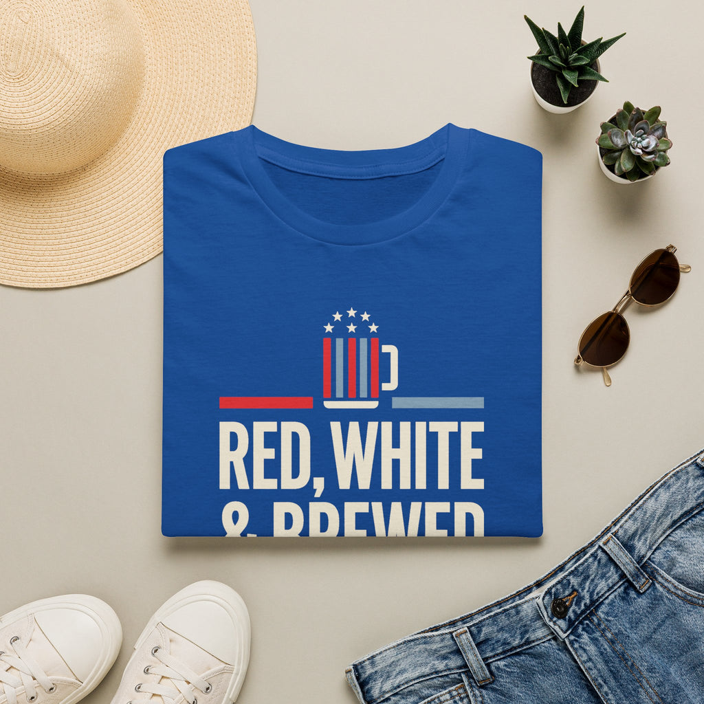 Red White & Brewed T-Shirt | Patriotic Beer Tee, 4th of July Shirt, Beer Lover Gift, USA Independence Day Graphic Tee