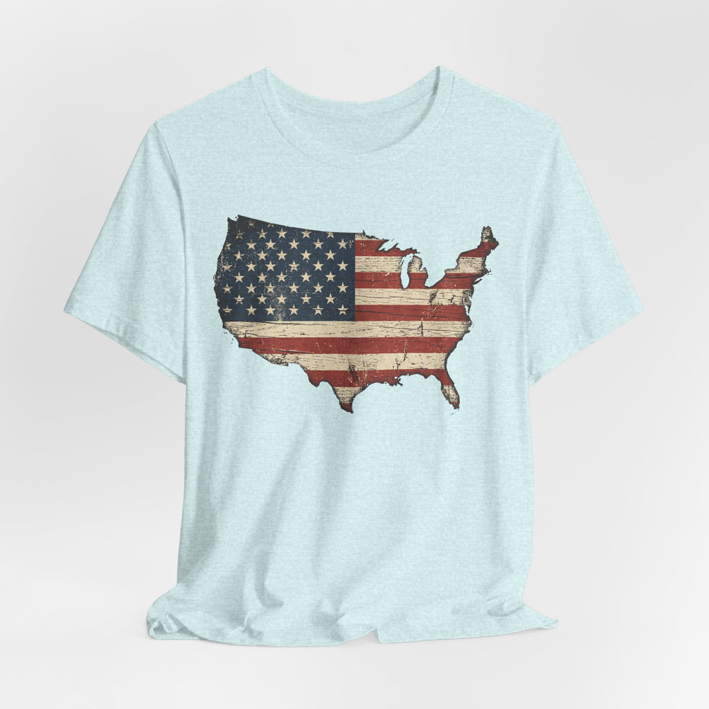 Distressed American Flag USA Map T-Shirt | Patriotic United States Tee