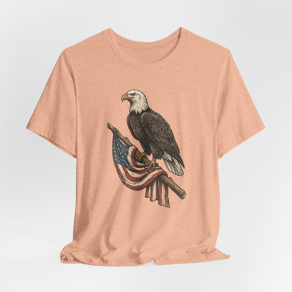 Bald Eagle American Flag T-Shirt | Patriotic USA Stars Stripes Vintage Eagle Graphic Tee Gift
