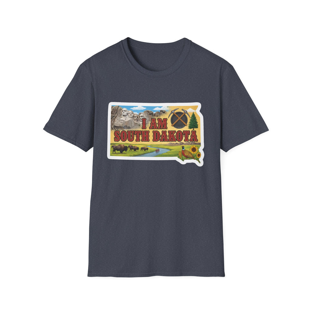 I am South Dakota T-Shirt, mittelblaues Shirt mit State-Map-Design