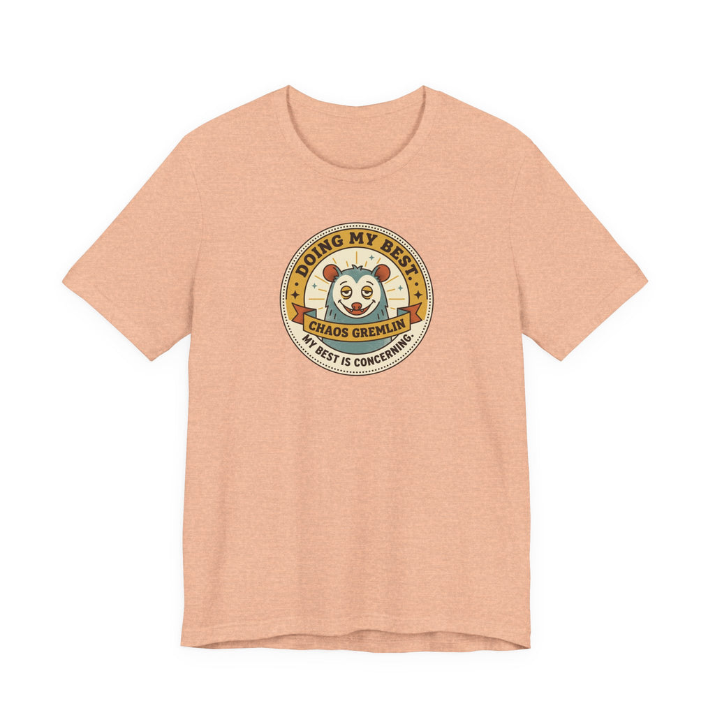 Doing My Best Chaos Gremlin Tee | Cute Cartoon Gremlin Badge Shirt