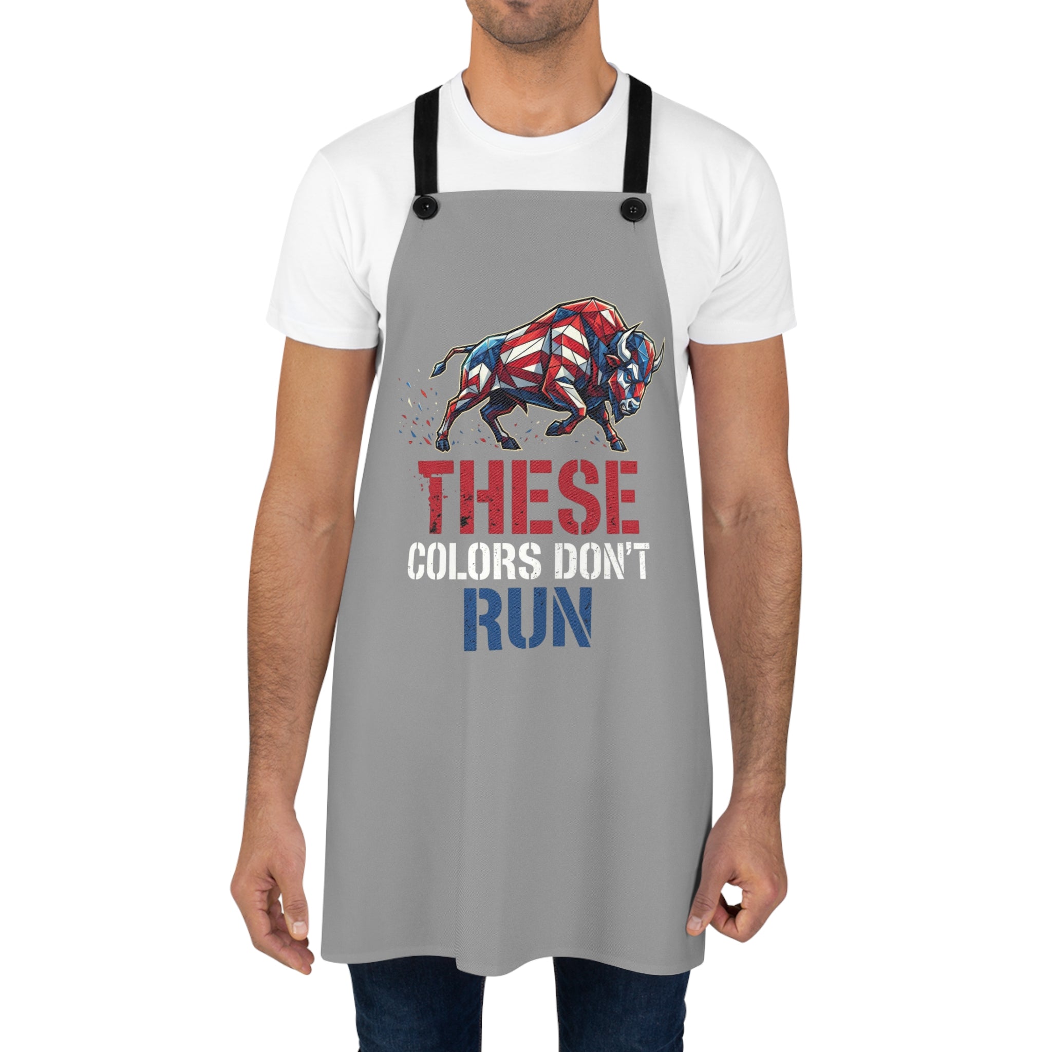 These Colors Don't Run Buffalo Apron | Patriotic American Flag Grilling Apron | Bold USA Kitchen Apron | BBQ Gift Apron