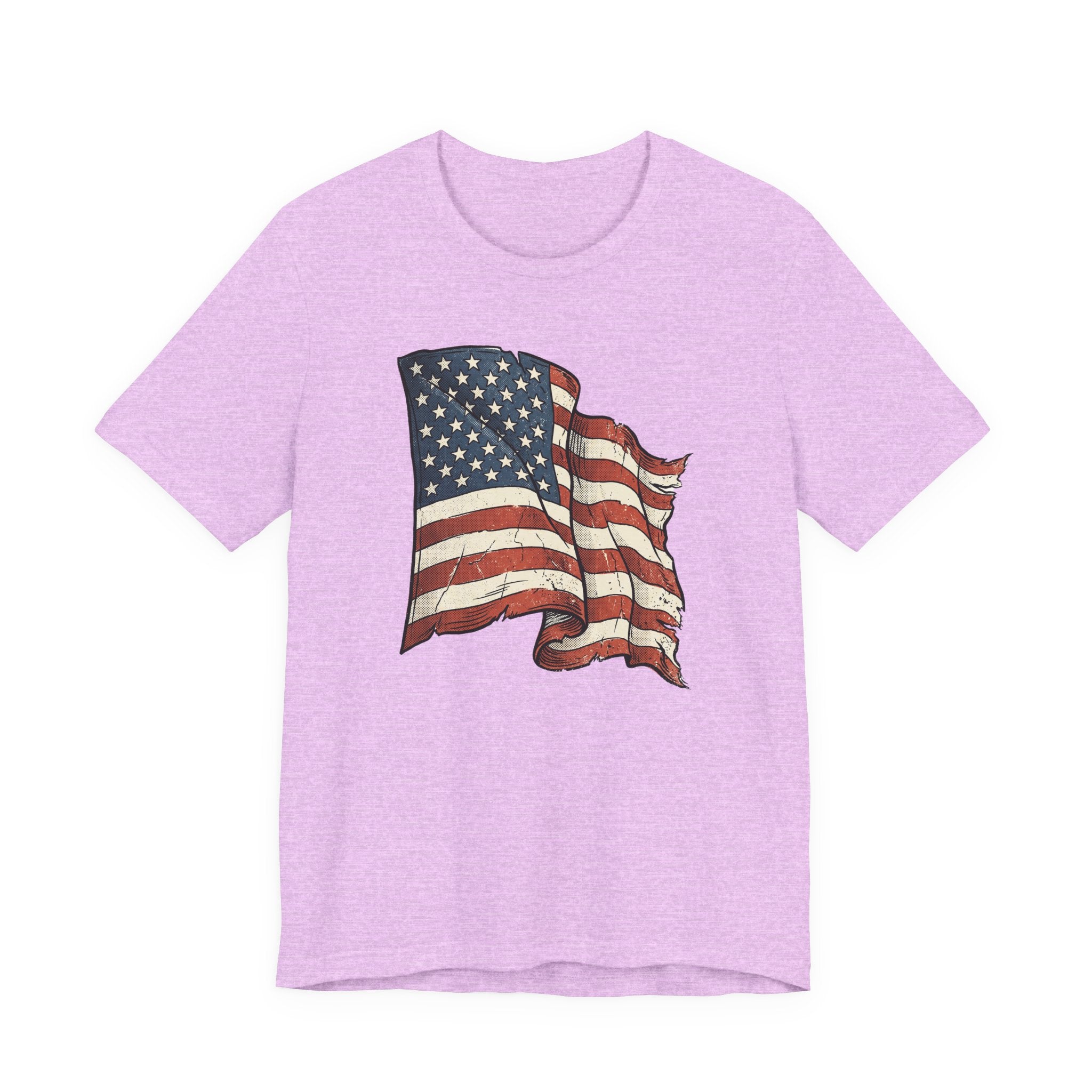 Vintage Waving American Flag T-Shirt | USA Stars Stripes Distressed Patriotic Graphic Tee