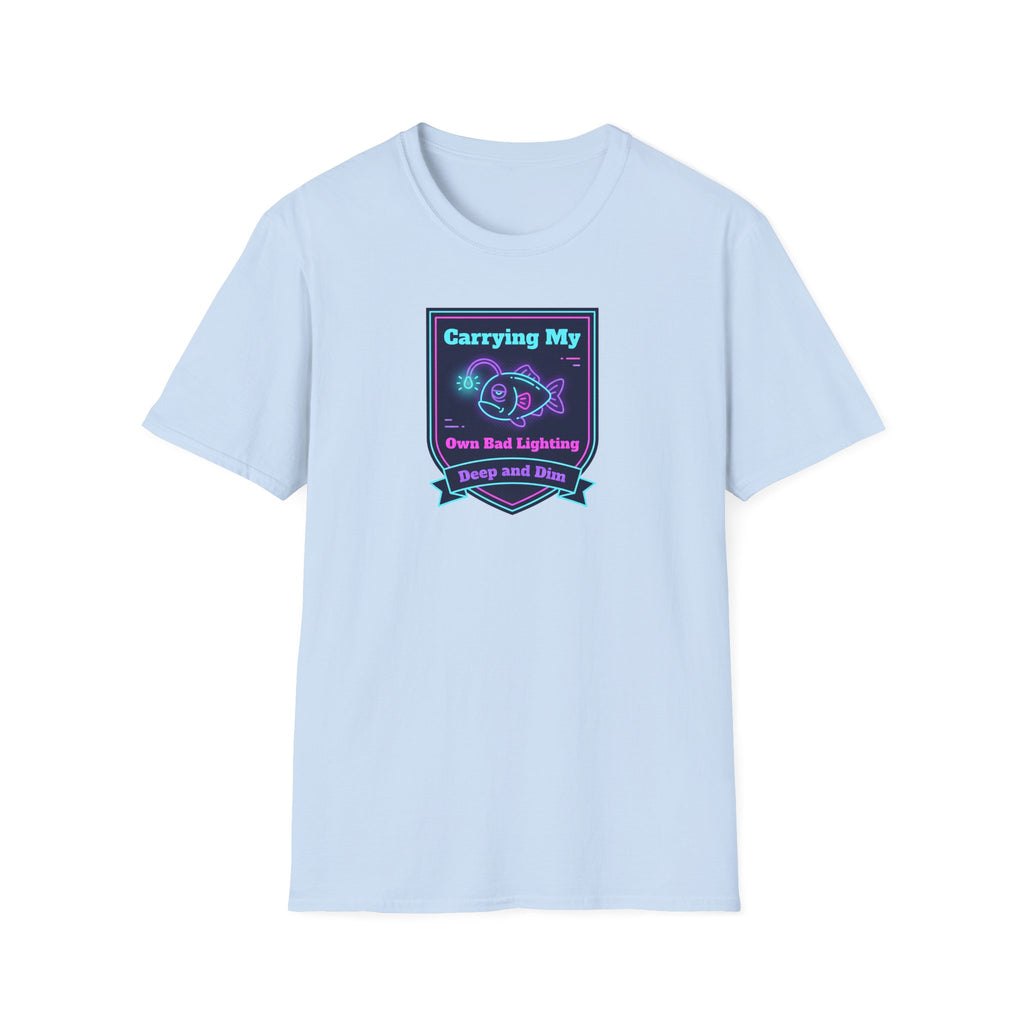 Funny Anglerfish T-Shirt | Carrying My Own Bad Lighting Deep Sea Neon Graphic Tee | Ocean Gift
