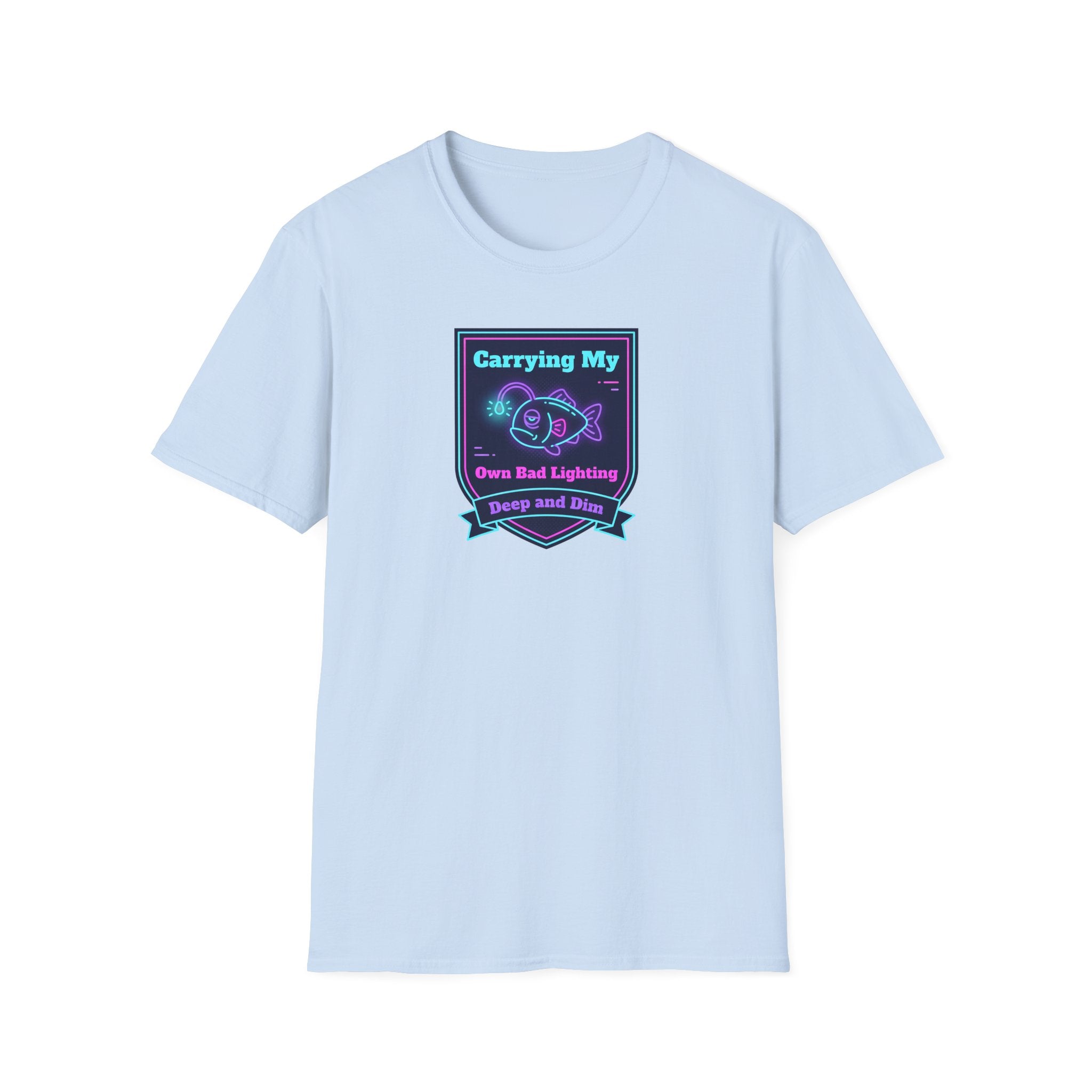 Funny Anglerfish T-Shirt | Carrying My Own Bad Lighting Deep Sea Neon Graphic Tee | Ocean Gift