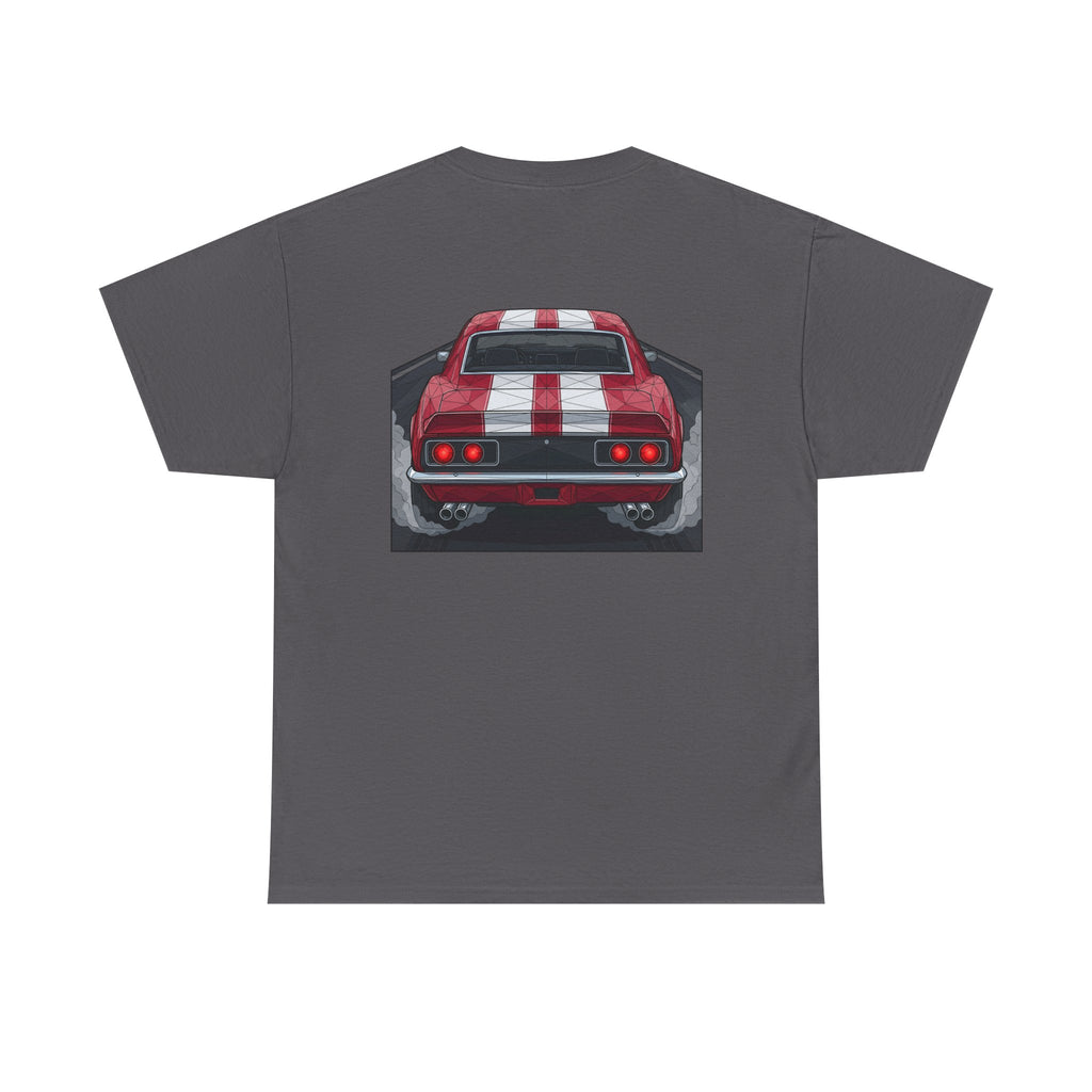 70s Red Muscle Car Tee | Front and Back Vintage Car Illustration