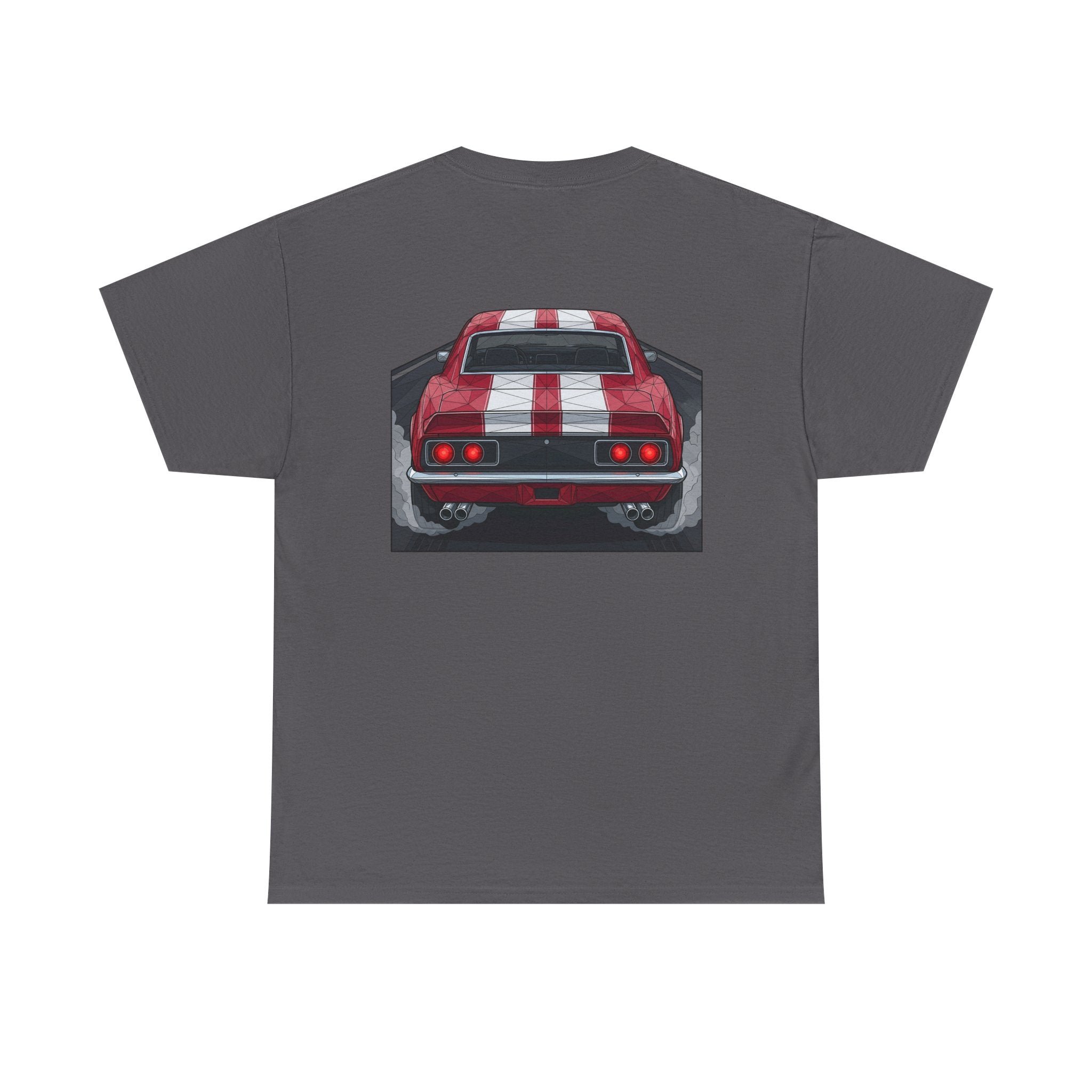 70s Red Muscle Car Tee | Front and Back Vintage Car Illustration