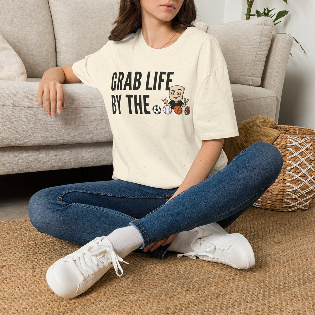 Grab Life By The Balls T-Shirt | Funny Sports Ball Tee | Motivational Gym Coach Humor Gift