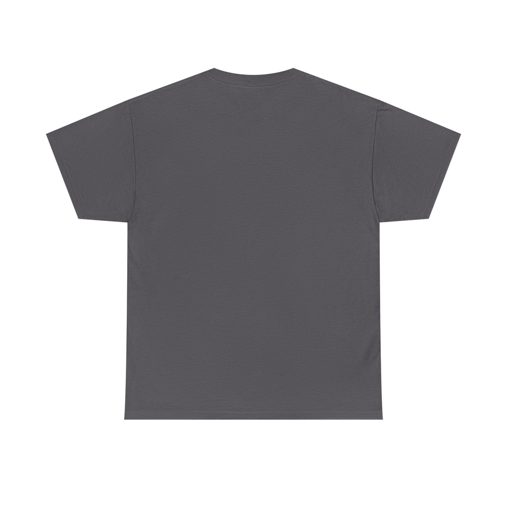 Charcoal gray T-shirt with crew neck and short sleeves, plain back