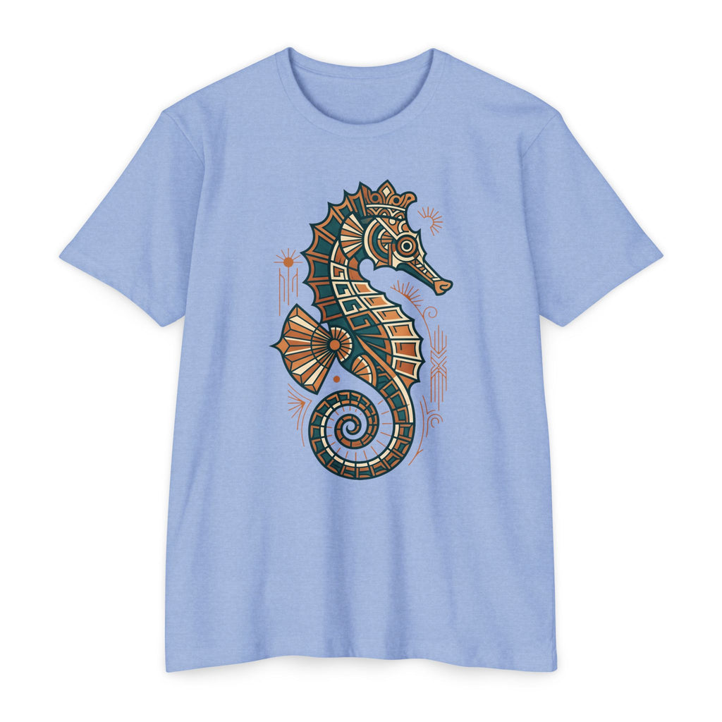 Seahorse T-Shirt Nautical Mosaic Coastal Beach Ocean Art Graphic Tee Sea Lover Gift Unisex