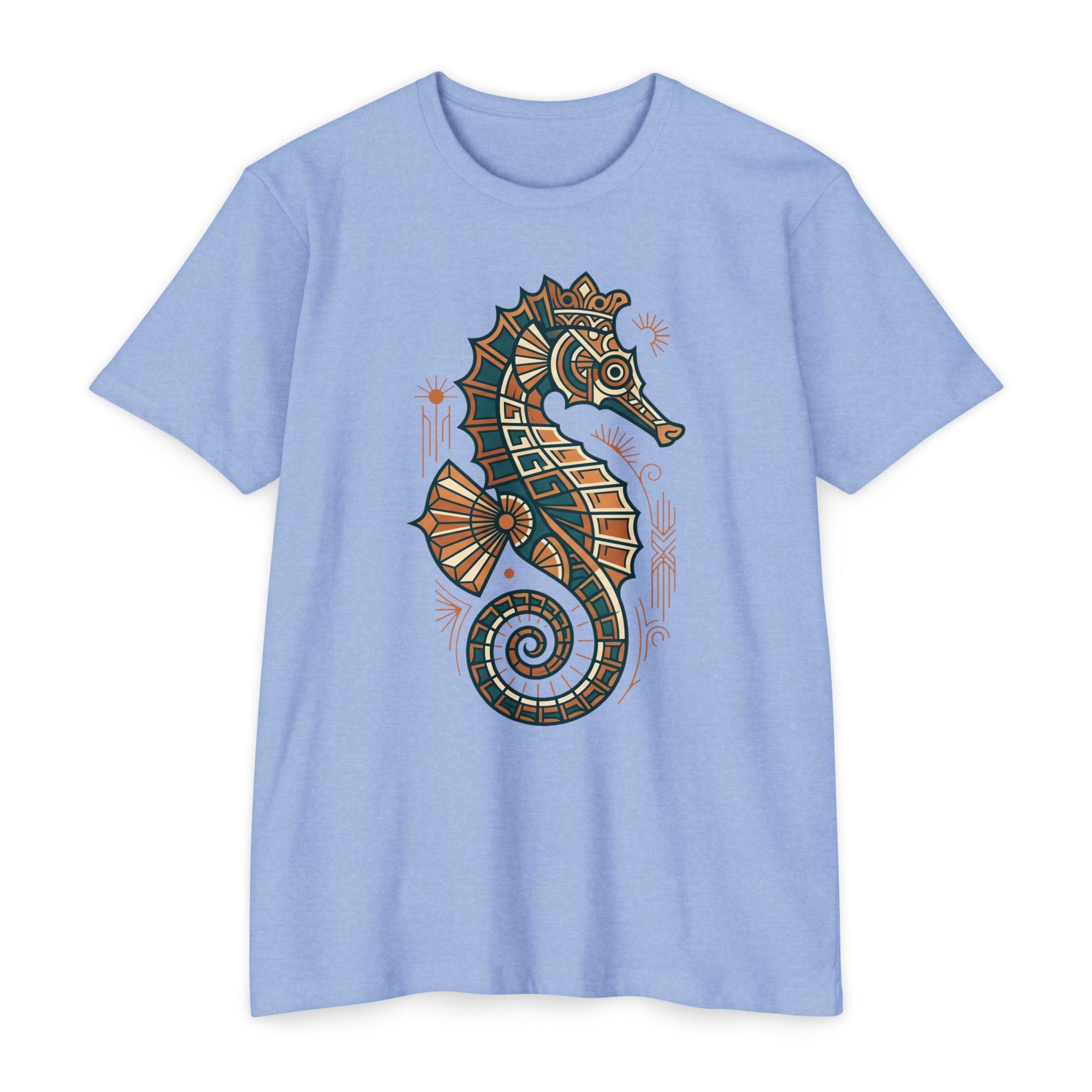 Seahorse T-Shirt Nautical Mosaic Coastal Beach Ocean Art Graphic Tee Sea Lover Gift Unisex