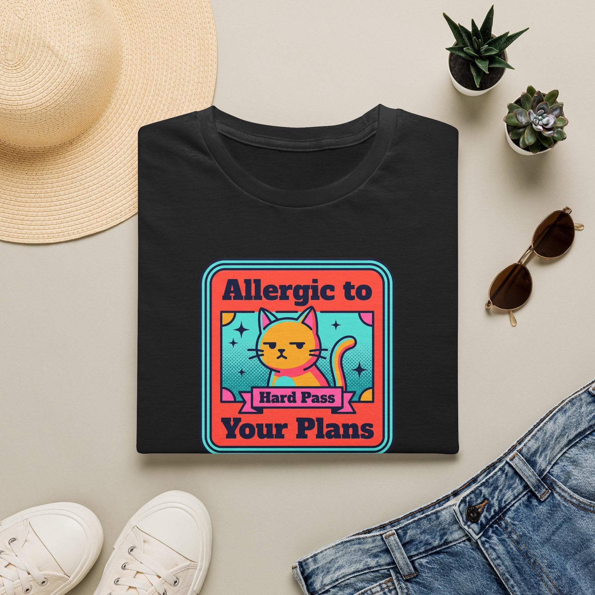 Allergic to Your Plans Cat T-Shirt | Funny Antisocial Introvert Cat Lover Graphic Tee
