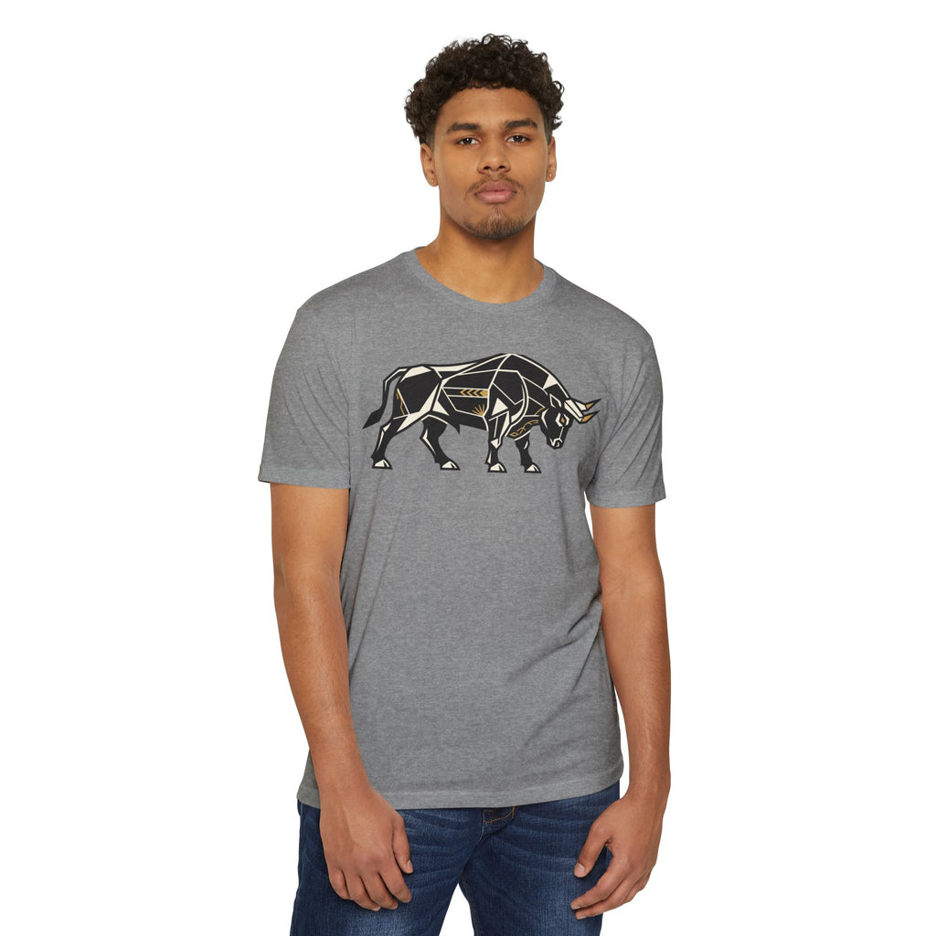 Bull T-Shirt Geometric Illustration Charging Bull Graphic Tee Animal Lover Gift Streetwear Unisex