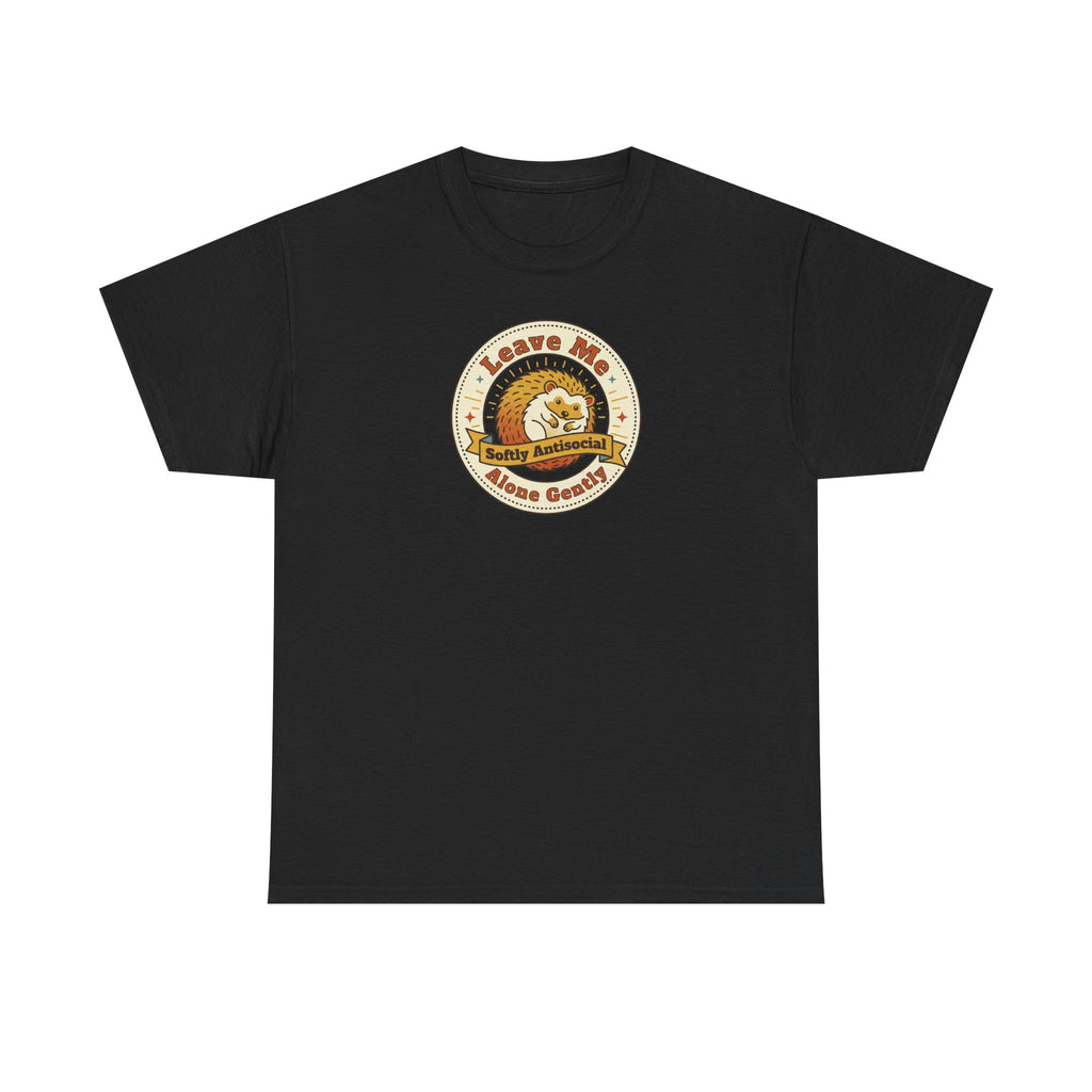 Leave Me Alone Softly Antisocial T-Shirt | Funny Introvert Hedgehog Graphic Tee