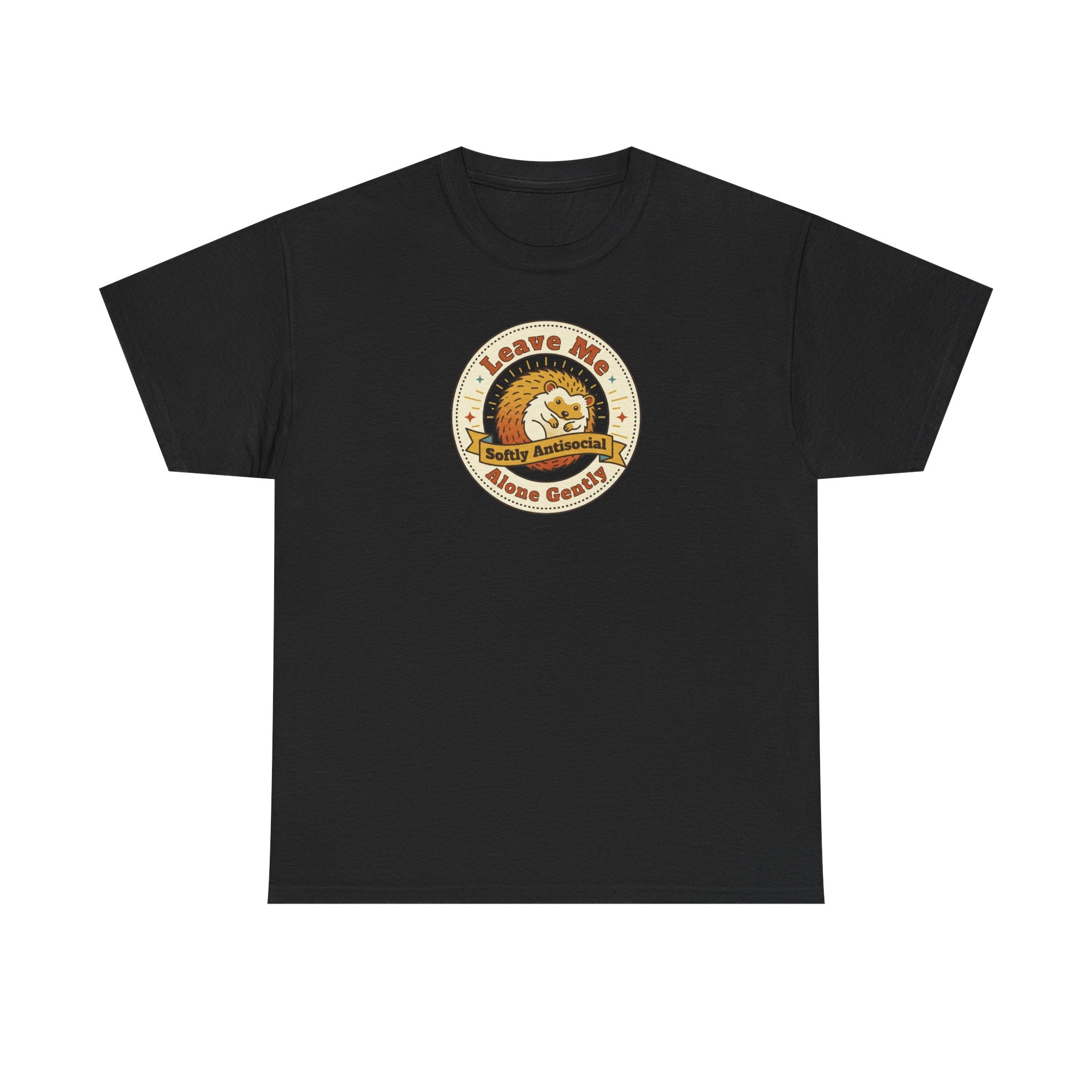 Leave Me Alone Softly Antisocial T-Shirt | Funny Introvert Hedgehog Graphic Tee