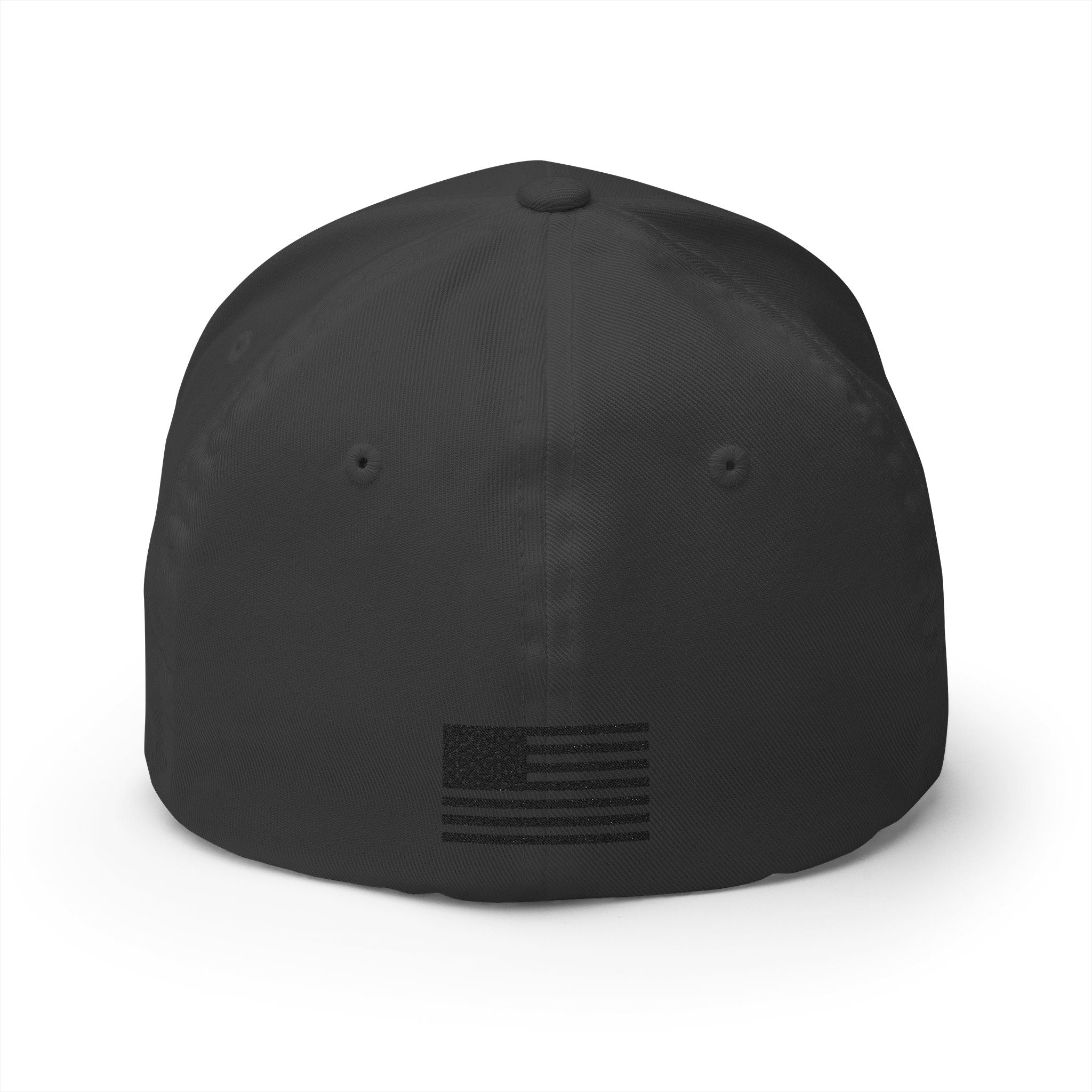 Dark gray baseball cap with rectangular US flag patch