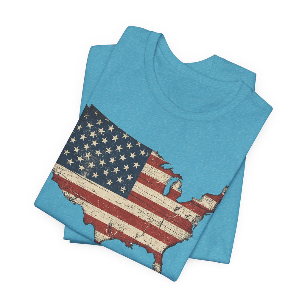Distressed American Flag USA Map T-Shirt | Patriotic United States Tee