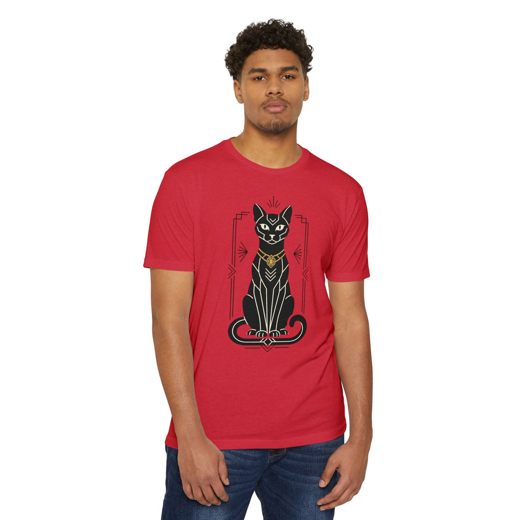 Black Cat T-Shirt Art Deco Egyptian Cat Illustration Graphic Tee Cat Lover Gift Mystic Unisex