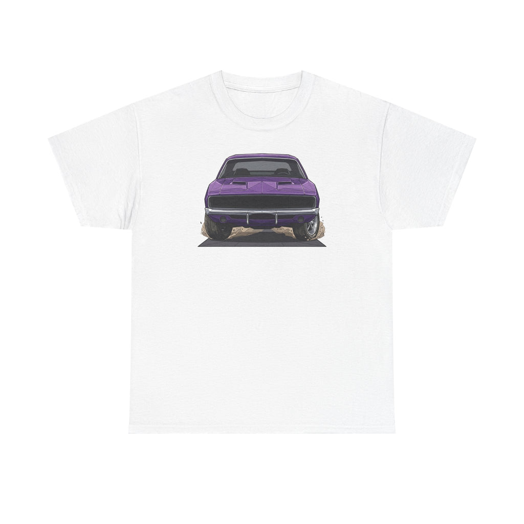 Retro Purple Muscle Car Tee | Front and Back Car Illustration