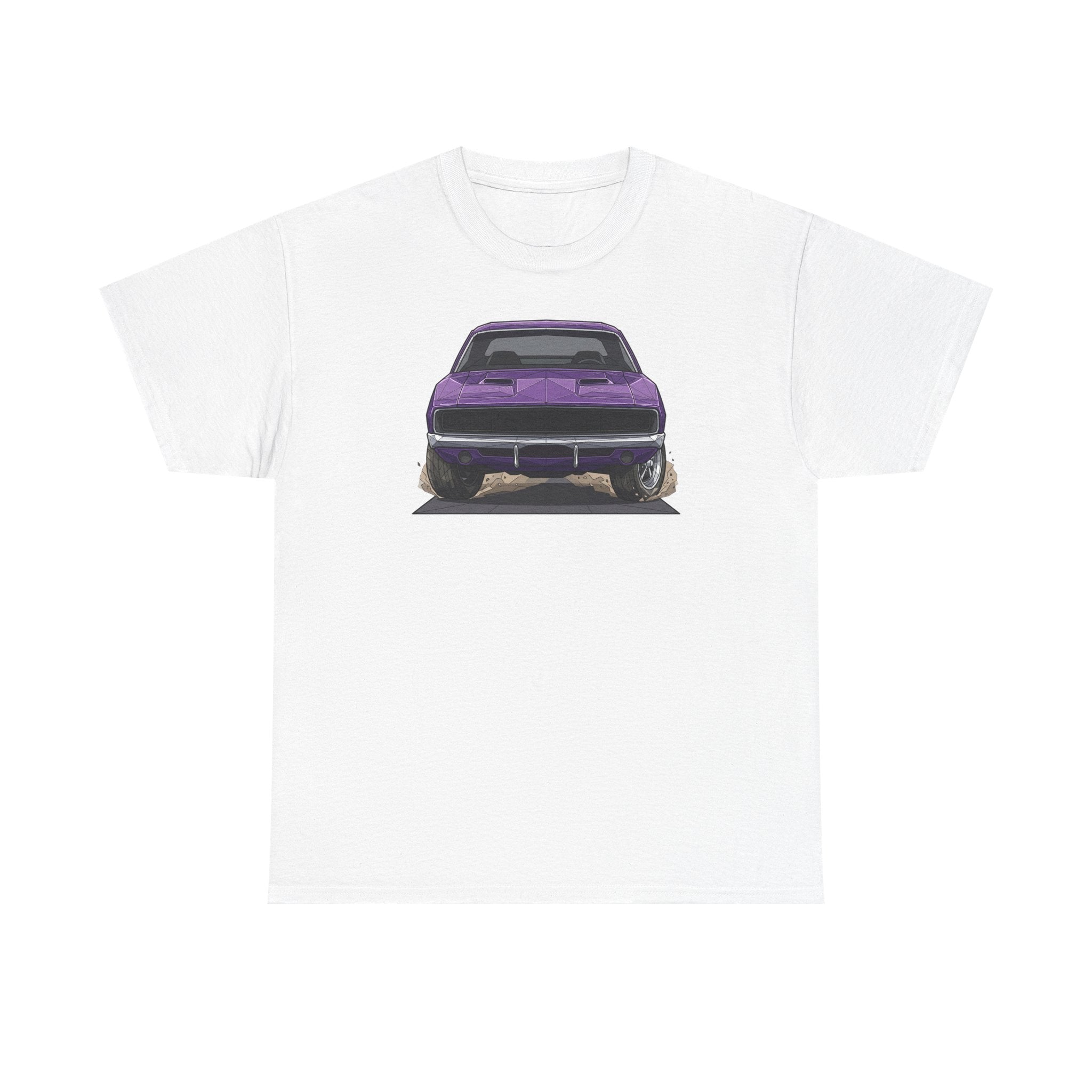 Retro Purple Muscle Car Tee | Front and Back Car Illustration