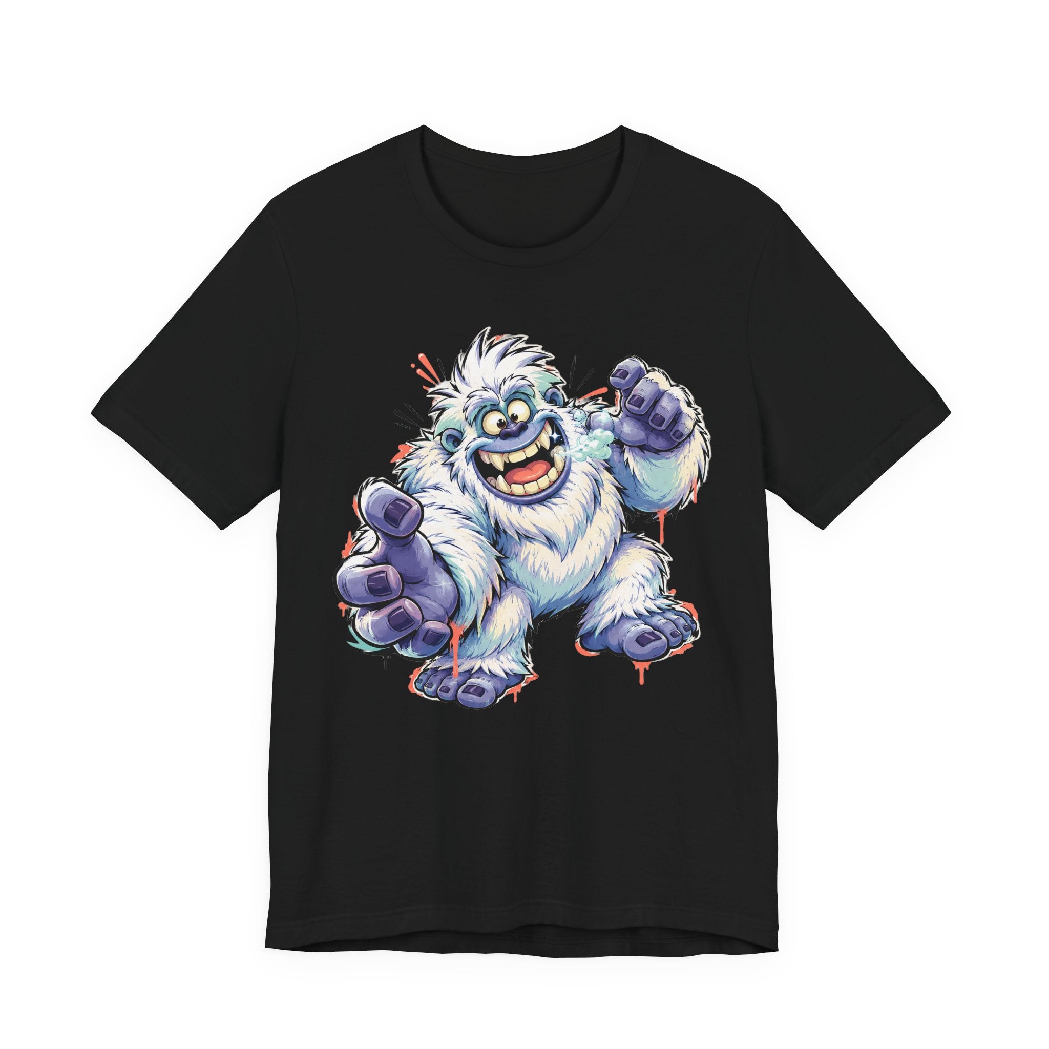 Playful Yeti Monster T-Shirt | Cartoon Sasquatch Tee, Snow Creature Illustration, Fun Unisex Gift